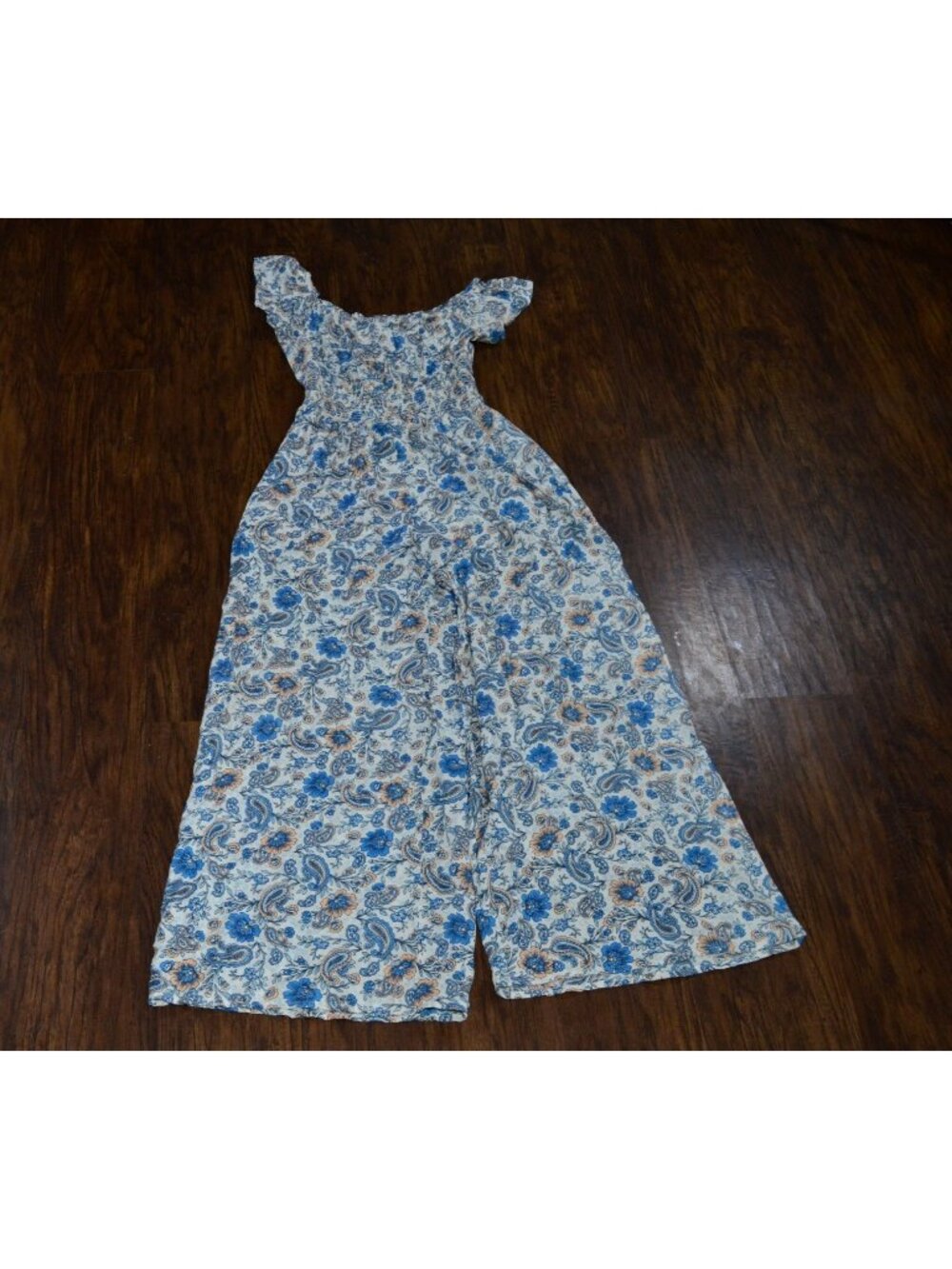 Womens Size XS Floral Romper Jumpsuit Boho Wide Leg Coastal Summer Cottage